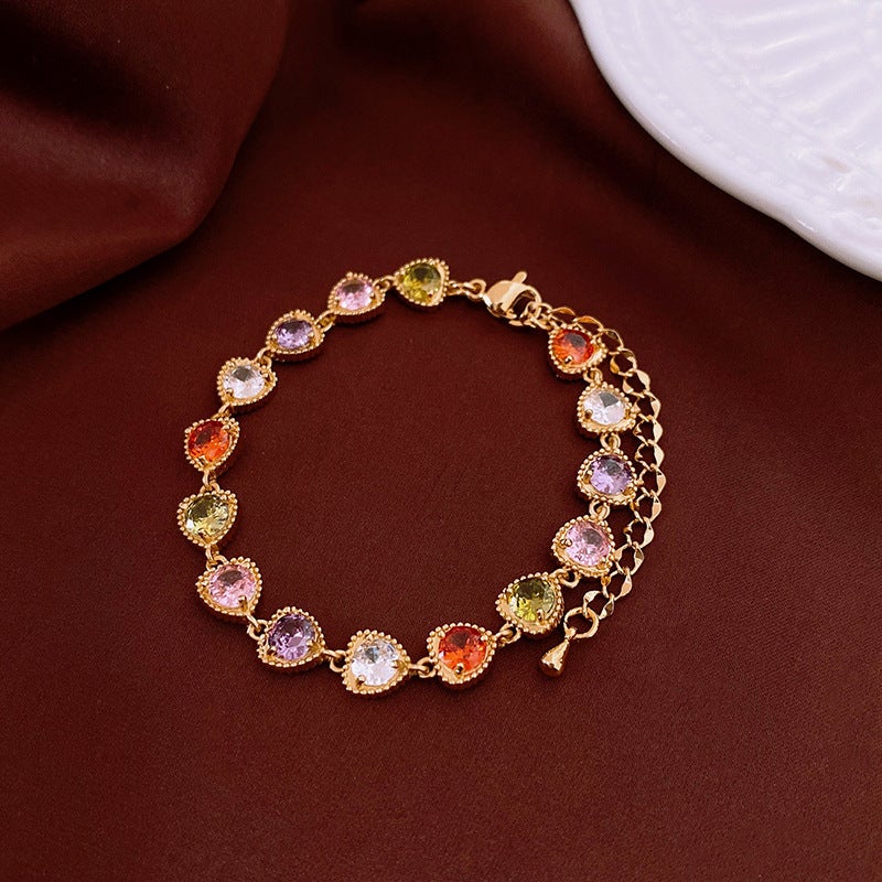 Ins Real Gold Electroplating Zircon Bracelet Retro High-End Sense Bracelet Light Luxury Niche Jewelry Women - Image 3